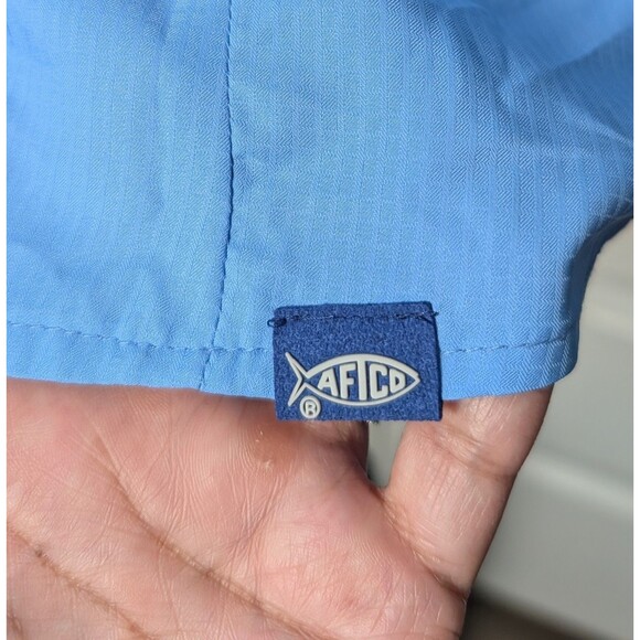 AFTCO Size L Wrangle Fishing Shirt Vented Lightweight Blue Snap Down UPF 50+ - Picture 4 of 12